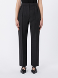 Max Mara Women 'Sesamo' Black Pants With Front Concealed Closure And All-Over Striped Motif In Wool Woman