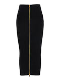 Balmain Women Black Skirt With Logo Buttons And Zip Closure In Viscose Blend Woman