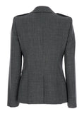 Alexander Mcqueen Women Grey Jacket With Wide Notched Revers In Wool Woman