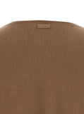 Max Mara Women 'Frais' Brown Crewneck Sweater With Cuffs With Ties In Wool Woman
