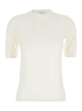 Max Mara Women 'Gerico' White Crewneck Sweater With Short Sleeves In Wool Woman
