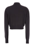 Sportmax Women 'Perseo' Black Cropped Cardigan With Button Down Collar And Ribbed Trims In Wool Woman