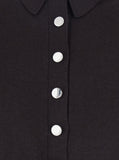 Sportmax Women 'Perseo' Black Cropped Cardigan With Button Down Collar And Ribbed Trims In Wool Woman