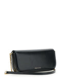 Alexander Mcqueen Women 'Skull Flower' Black Crossbody Bag With Chain-Link Shoulder Strap And Logo Plaque On The Front In Leather Woman