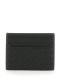 Bottega Veneta Men Green Card Holder With Intrecciato Motif In Leather Man