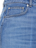 Givenchy Women Blue Jeans With Logo Patch On The Rear And Wide Leg In Denim Woman