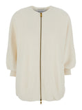 Max Mara Women 'Cirino' White Crewneck Knit Jacket With Logo Patch On The Rear In Wool And Cashmere Woman