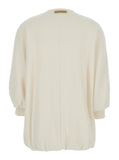 Max Mara Women 'Cirino' White Crewneck Knit Jacket With Logo Patch On The Rear In Wool And Cashmere Woman