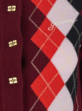 Ganni Women Multicolor Crewneck Cardigan With Jewel Buttons And Gemetric Motif On The Front In Wool And Cashmere Woman