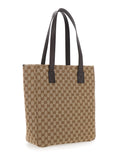 Gucci Men Beige Tote Bag With Two Top Leather Handles And Front Zip Pocket In Gg Canvas Man
