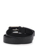 Gucci Men Black Belt With Square Buckle And All-Over Embossed Gg Logo In Grained Leather Man