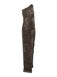 Rick Owens Women 'Athena Arrowhead' Brown Asymmetric Long Dress With Ruched Neckline And Side Single Slit In Viscose Blend Woman