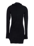 The Attico Women Black Mini Dress With Cowl Neck And Flared Sleeves In Wool And Cashmere Woman