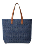 Fendi Men Blue Shopper With Long Handles And All Over Ff Motif In Cotton Man