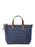 Fendi Men Blue Shopper With Top Handles And All-Over Ff Motif In Cotton Man