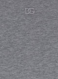 Dolce & Gabbana Men Grey Crewneck T-Shirt With Tonal Logo Lettering Embroidery On The Front In Cotton Stretch Man