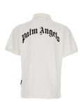 Palm Angels Men White Polo Shirt With Logo Lettering On Front And Rear In Cotton Piquet Man