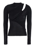 Self-Portrait Women Black Long-Sleeve With Cut-Out Detail In Viscose Woman