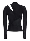 Self-Portrait Women Black Long-Sleeve With Cut-Out Detail In Viscose Woman