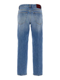 Gucci Women Blue Jeans With Logo Patch On The Rear And Faded Effect In Denim Woman