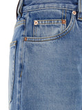 Gucci Women Blue Jeans With Logo Patch On The Rear And Faded Effect In Denim Woman