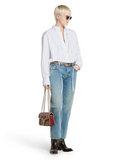 Gucci Women Blue Jeans With Logo Patch On The Rear And Faded Effect In Denim Woman