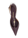 Ferragamo Women Bordeaux Pumps With T Strap And Low Heel In Leather Woman