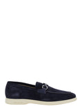 Ferragamo Men 'Cosimo' Blue Loafers With Metallic Hooks On The Front In Suede Man