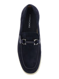 Ferragamo Men 'Cosimo' Blue Loafers With Metallic Hooks On The Front In Suede Man