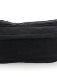 Gucci Men Black Pouch With Adjustable Waist Strap And Logo Lettering On The Front In Gg Canvas Man