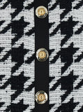 Balmain Women Black And White Halterneck Mini Dress With Houndstooth Motif In Tweed And Satin Woman