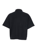 Saint Laurent Women Black Oversize Polo Shirt With Classic Collar And Tonal Logo Embroidery On The Front In Cotton Piquet Woman