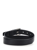Saint Laurent Women Belt With Cassandre Plate On The Front And Square Buckle In Black Leather For Women