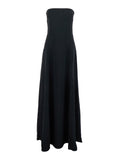 Solace London Women 'Helena' Black Long Dress With Bare Shoulder And Flared Hem In Twill Woman