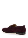 Ferragamo Women Bordeaux Loafers With Gancini Plaque On The Front And Low Heel In Suede Woman