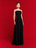 Solace London Women 'Helena' Black Long Dress With Bare Shoulder And Flared Hem In Twill Woman