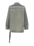 Drkshdw Men Light Blue Jacket With Classic Collar And Drawstring Detail On The Waist In Denim Man