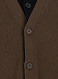 Jw Anderson Men Brown Cardigan With V-Neck And Layered Design In Fabric Man