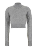 Sportmax Women 'Gubbio' Grey Cropped Sweater With High Neck In Cashmere Woman