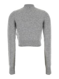 Sportmax Women 'Gubbio' Grey Cropped Sweater With High Neck In Cashmere Woman