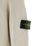 Stone Island Men White Sweater With Logo Patch On The Sleeve And Front Half Zip Closure In Wool Stretch Man
