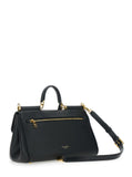 Dolce & Gabbana Women 'My Sicily' Black Medium Handbag With Lock Detail And Adjustable Removable Leather Shoulder Strap For Women
