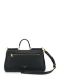 Dolce & Gabbana Women 'My Sicily' Black Medium Handbag With Lock Detail And Adjustable Removable Leather Shoulder Strap For Women