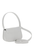 Diesel Women '1Dr' White Shoulder Bag With Oval D Patch In Leather Woman