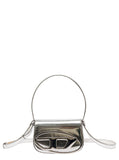 Diesel Women '1Dr' Silver Shoulder Bag  With Oval D Patch In Laminated Leather For Women