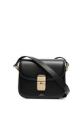 A.P.C. Women 'Grace' Black Mini Crossbody Bag With Adjustable Strap And Logo Lettering Imprinted On The Front In Leather For Women
