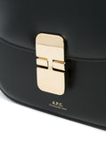 A.P.C. Women 'Grace' Black Mini Crossbody Bag With Adjustable Strap And Logo Lettering Imprinted On The Front In Leather For Women