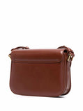 A.P.C. Women 'Grance' Brown Small Crossbody Bag Wirh Embossed Logo Lettering On The Front And Adjustable Shoulder Strap In Leather Woman