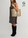 Chloé Women Handbag 'Medium Woody' With Logo In Linen Canvas Beige Woman