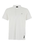 Fendi Men White Polo With Classic Collar And Metal Ff Plate On The Front For Men